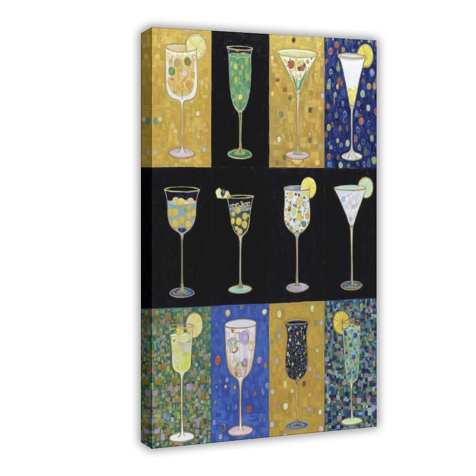 Ywtjax Frame-Style Cocktail Glasses Art Print Poster Canvas Poster For Dorm Room Decor Gift