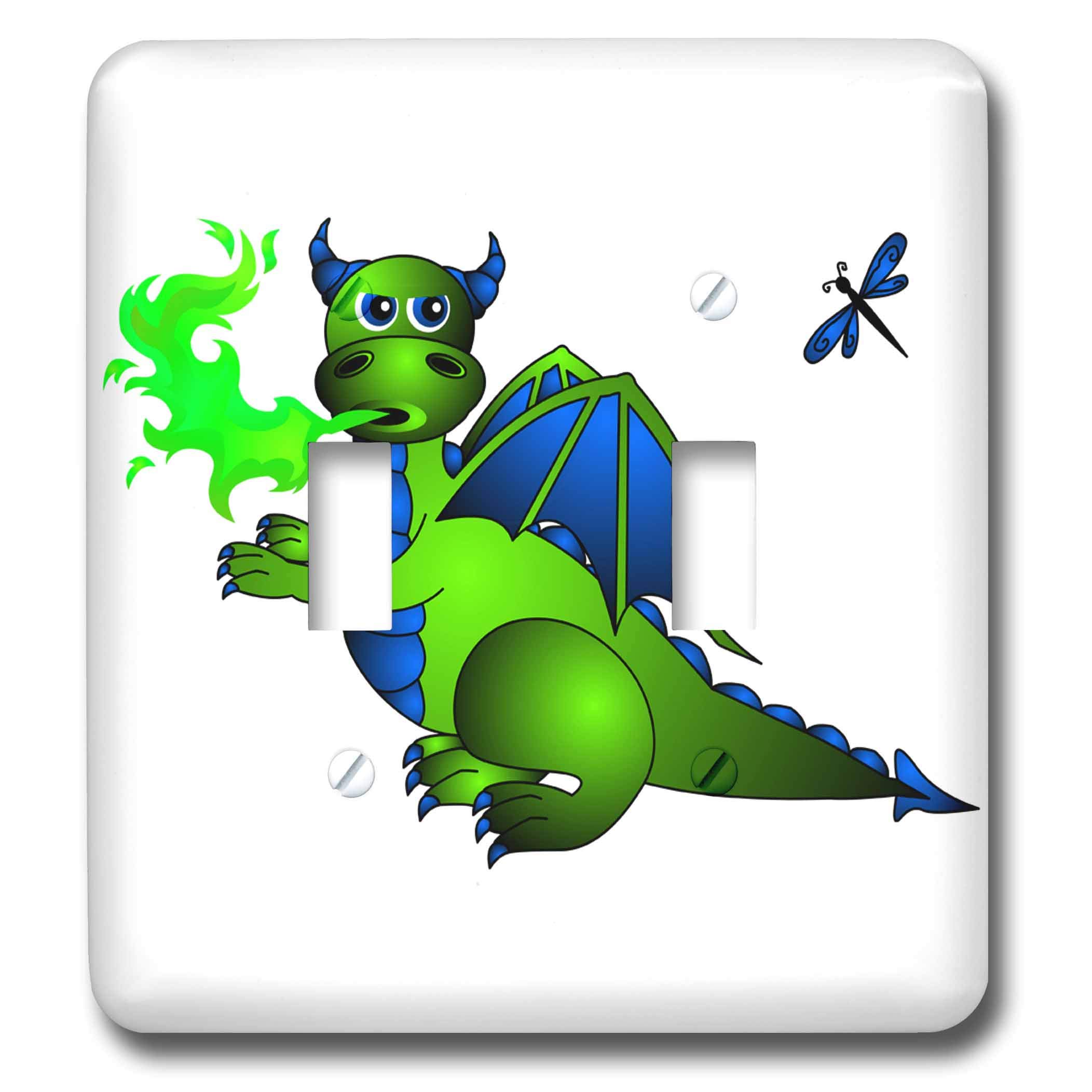 Interrupteur double décoratif dragon libellule pour mur