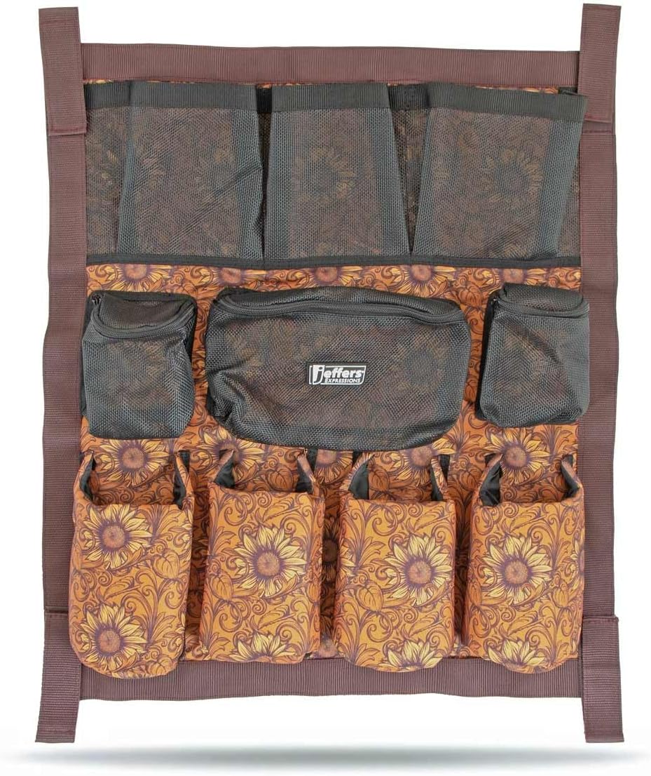 Jeffers Expression Trailer Door Caddy – Equestrian Tack Organizer for Horse Supplies, Grooming Tools, Water Bottle – Padded Pockets with Hanging Straps for Stalls & Barns - Bloomin Toolin