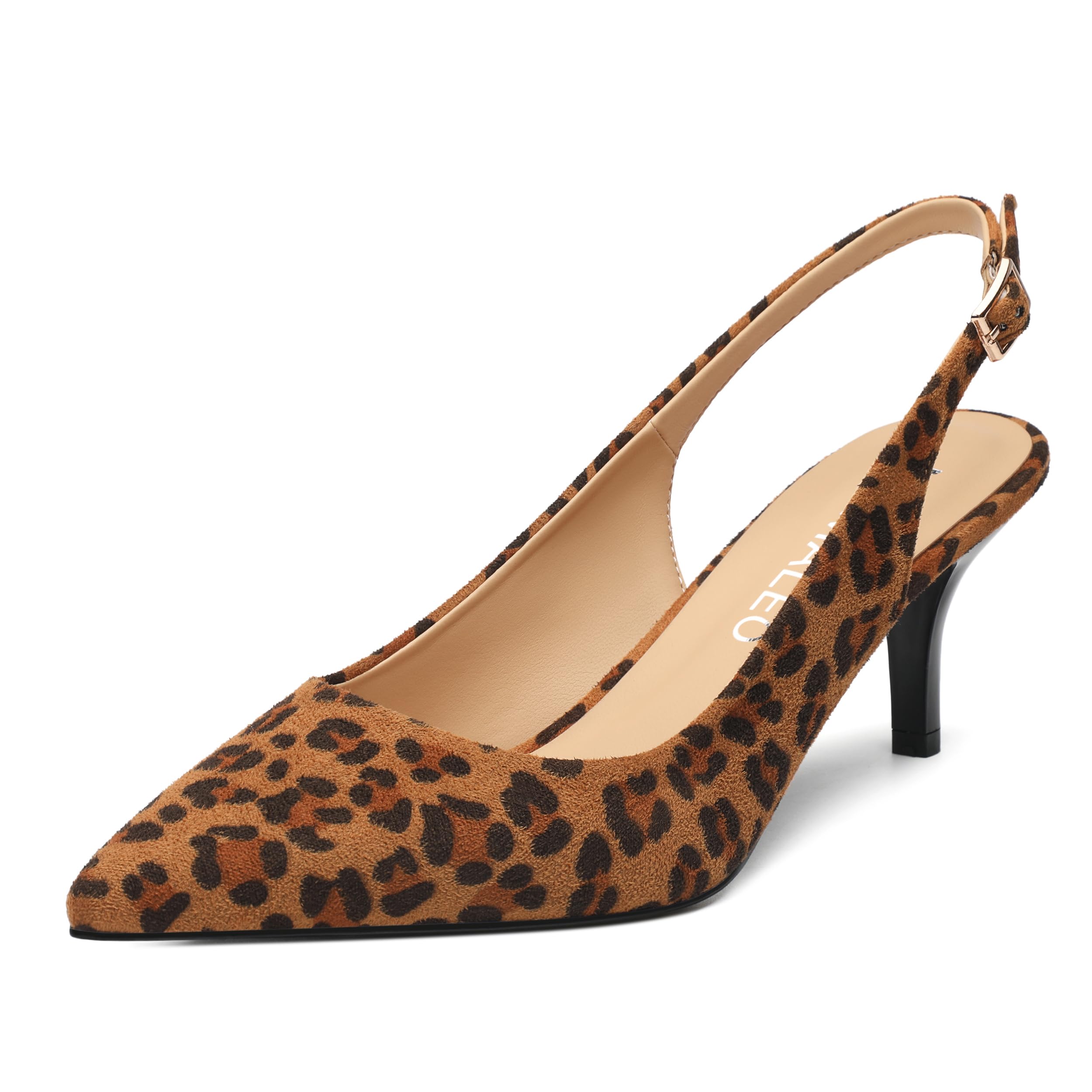 NUMALEO Kitten Heels for Women Pointed Toe Slingback Pumps | 2.5 Inch Close Toe Comfortable Pumps Wedding Party Casual Work Dress Shoes