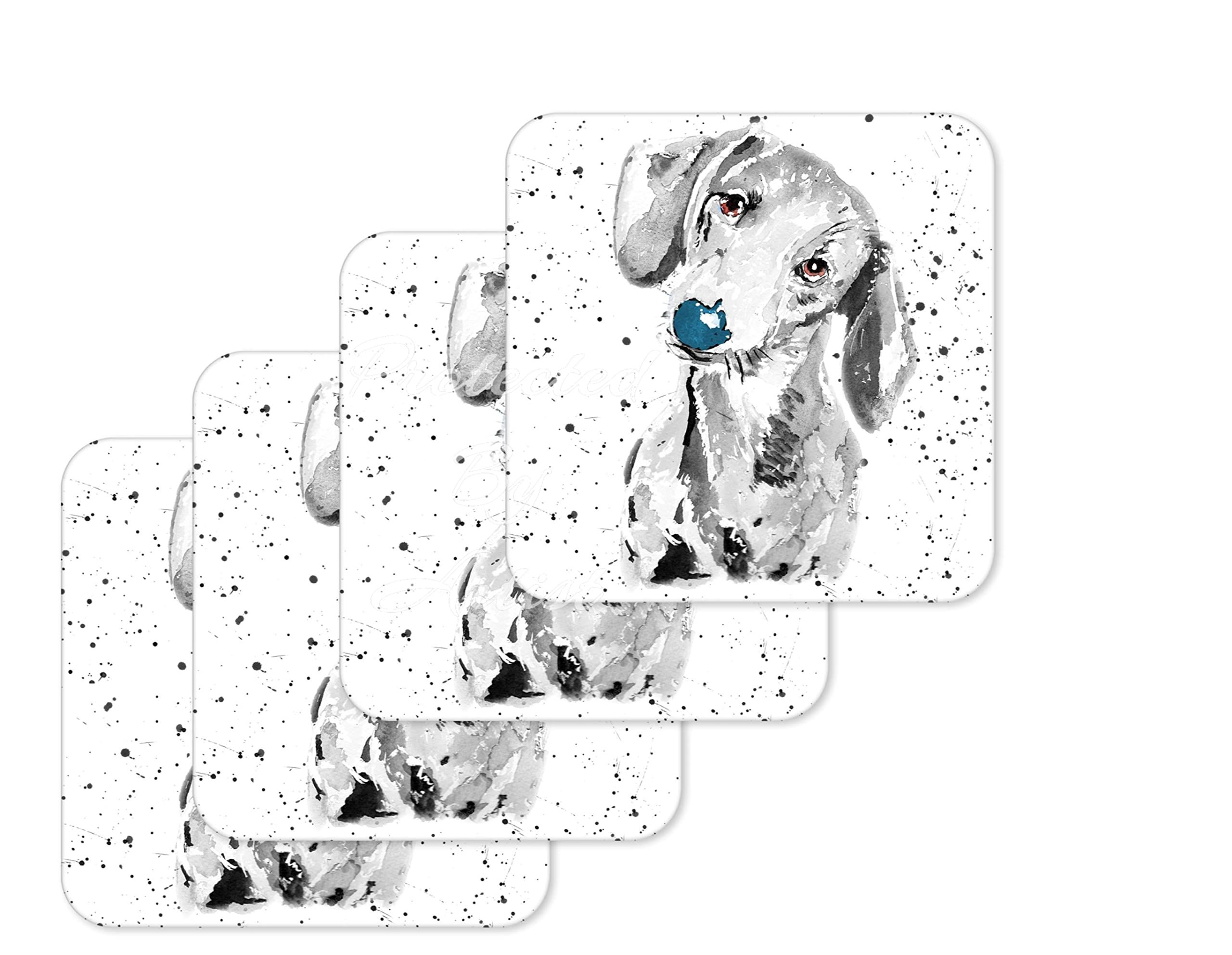 Coaster Dachshund Sausage Dog Wiener blach white Pet Coasters Watercolour Art Gift Work Office Dining Tea coffee (4)