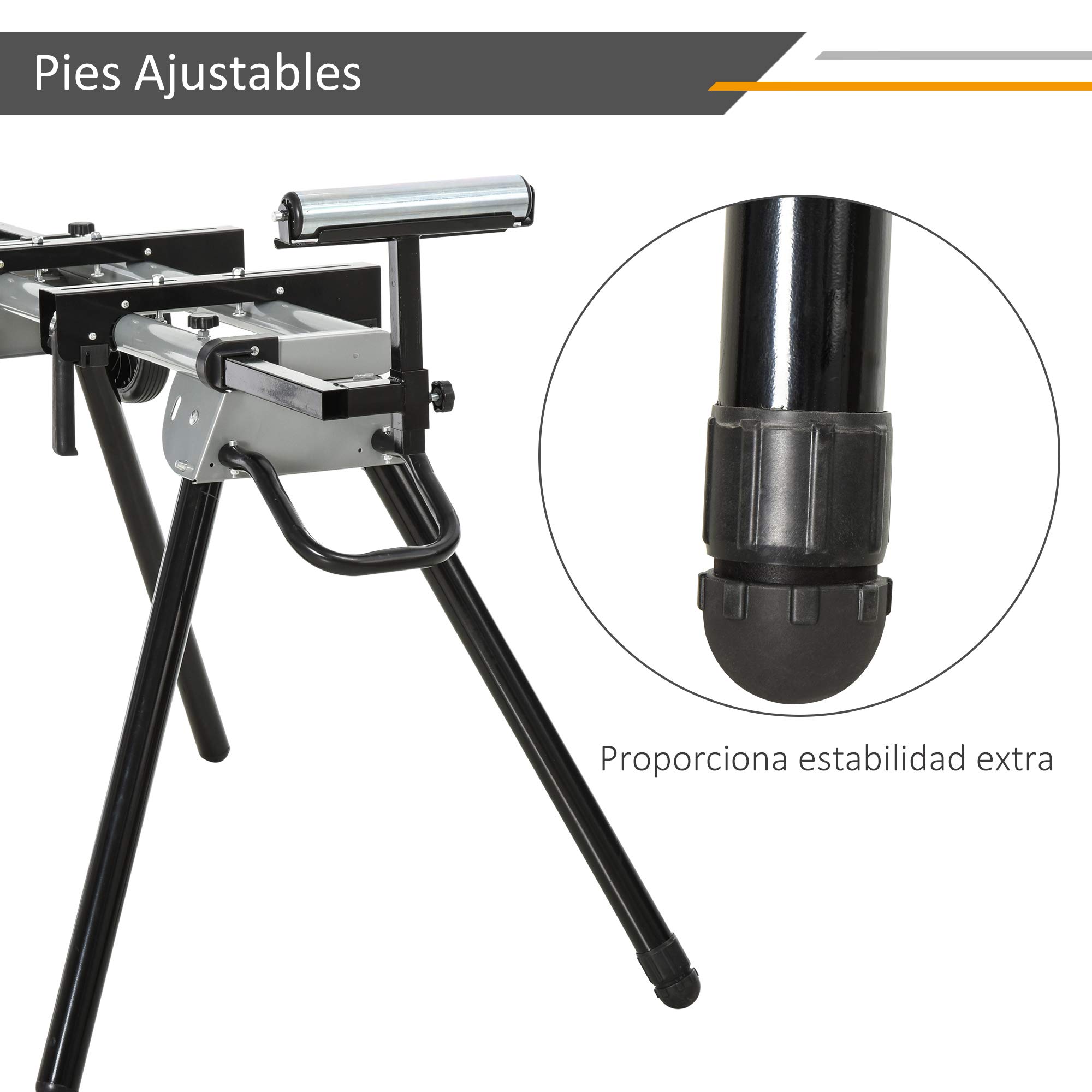 DURHAND Soporte Universal para Sierra Ingletadora Plegable con Distancia de Trabajo Ajustable Fácil de Transportar y Almacenar 123,5-245x73x96 cm Negro
