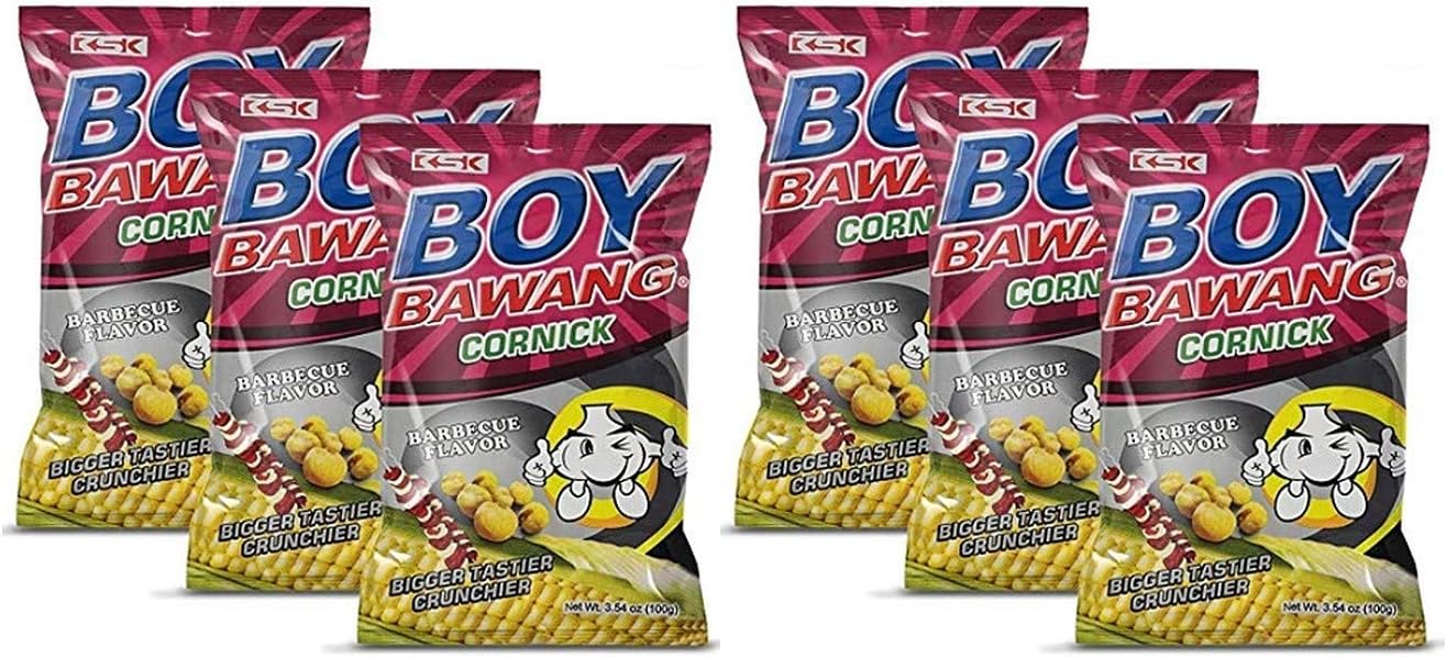 Boy Bawang Cornick, Barbeque - Crispy Tasty & Gluten-Free Corn Nuts (6 Pack, Total of 21.24oz)