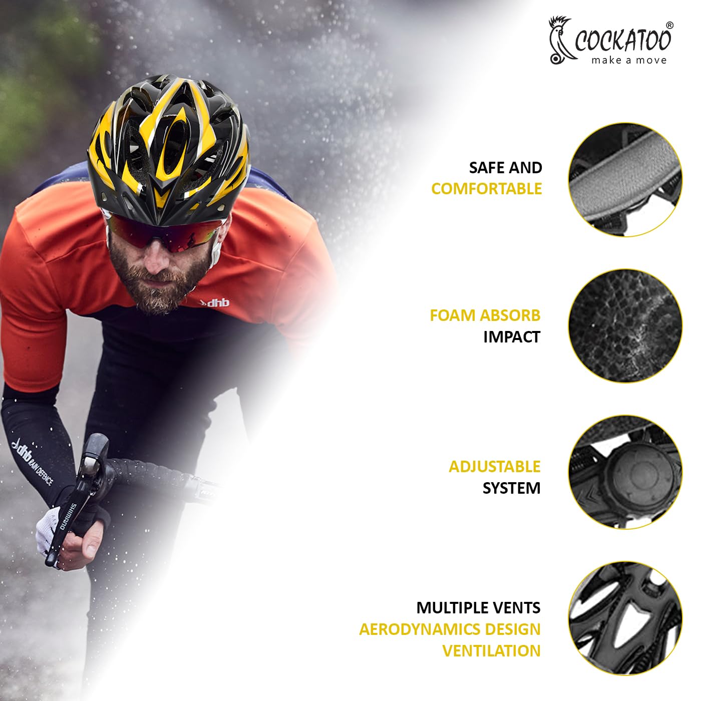 Cockatoo CCH-01 Series Cycling Helmet for Men & Women, Adjustable Cycling Helmet with Visor, Light Weight Cycling Helmet for Ultimate Protection 1