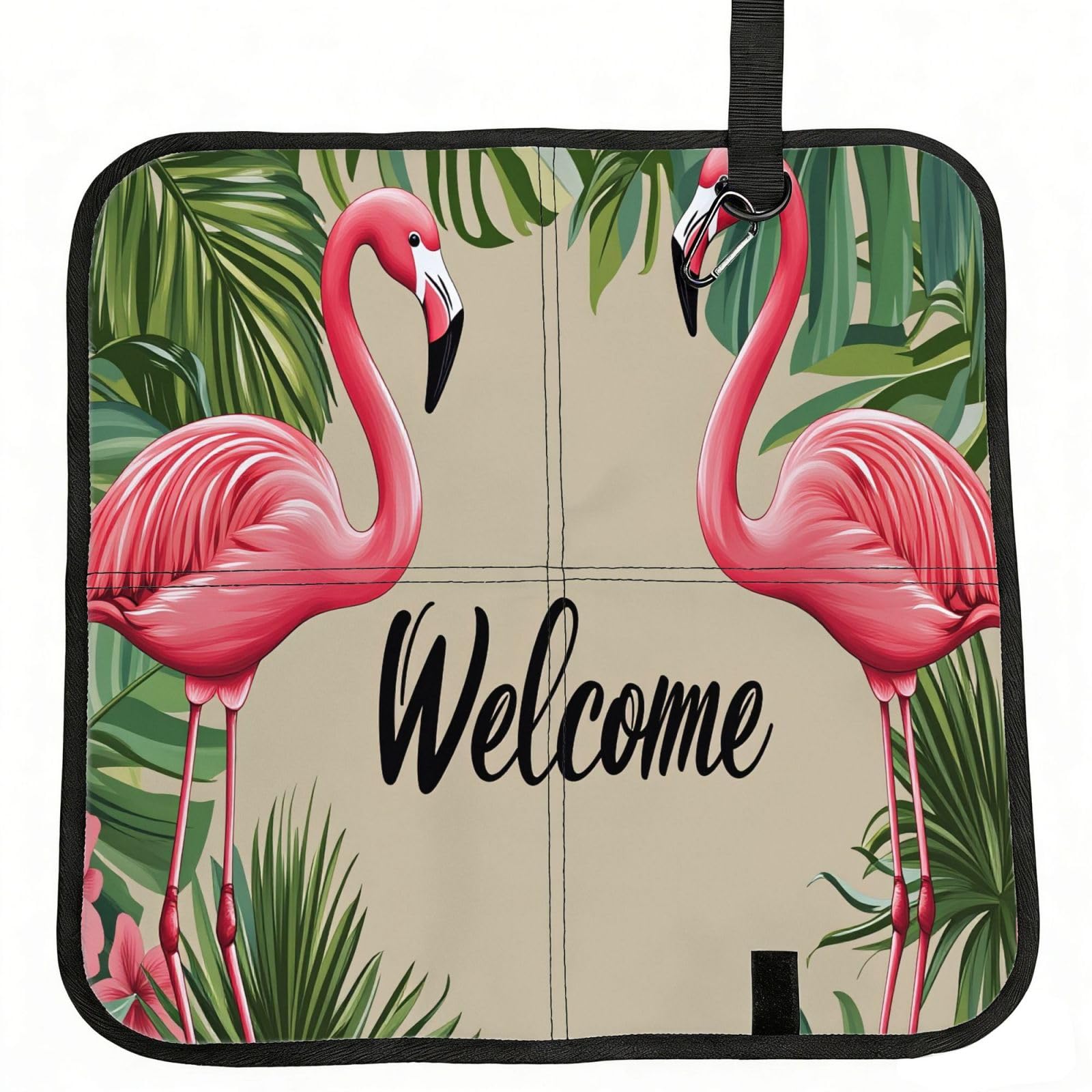SDEGTHO Tropical Flamingo Print Padded Seat Pad Folding Cushion Waterproof Bench Mat Portable Outdoor Rest Mat 15.8"