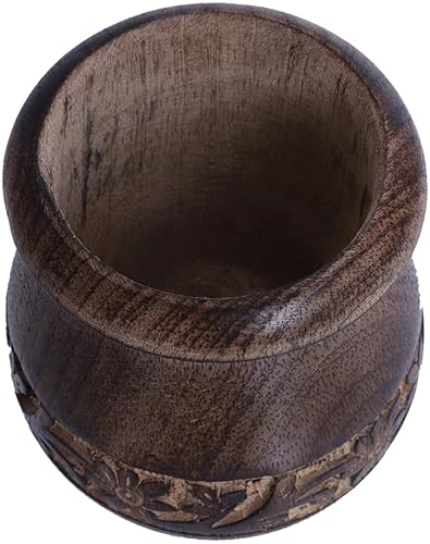 Miniatura 8 de Earthly Home Mortero tallado de madera de mango  Molinillo para hierbas, juego de molienda de especias, picador de ajo, hierbas, triturador de