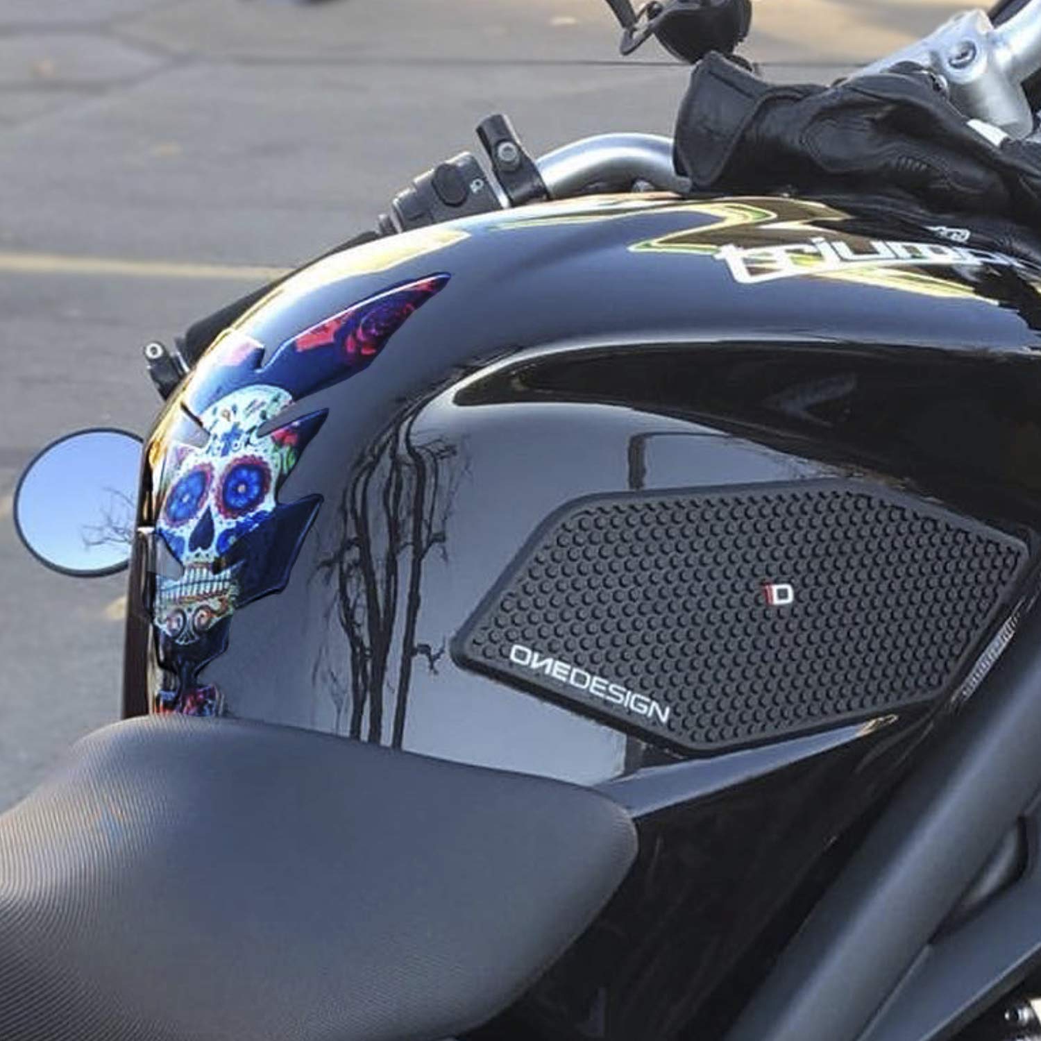 Protection Réservoir Moto Protège-réservoir Moto Universel En Résine - Motif Têtes De Mort - 134x223 Mm - Fabriqué En Italie Autocollant Réservoir Moto