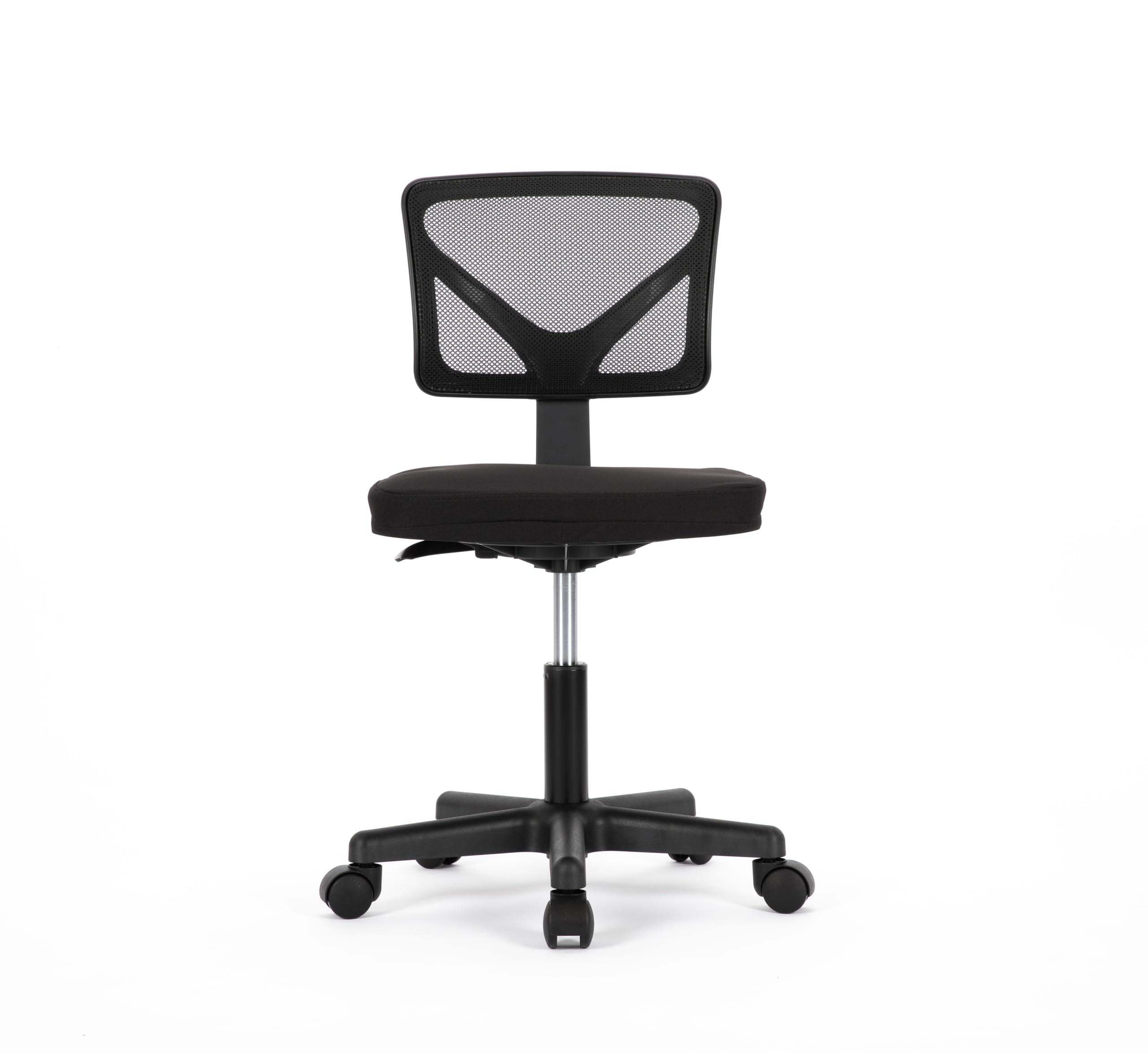 NEWBULIG Armless Home Office Desk Chair Height Adjustable and 360° Swivel with Wheels and Lumbar Support for Small Space, Black, 1P