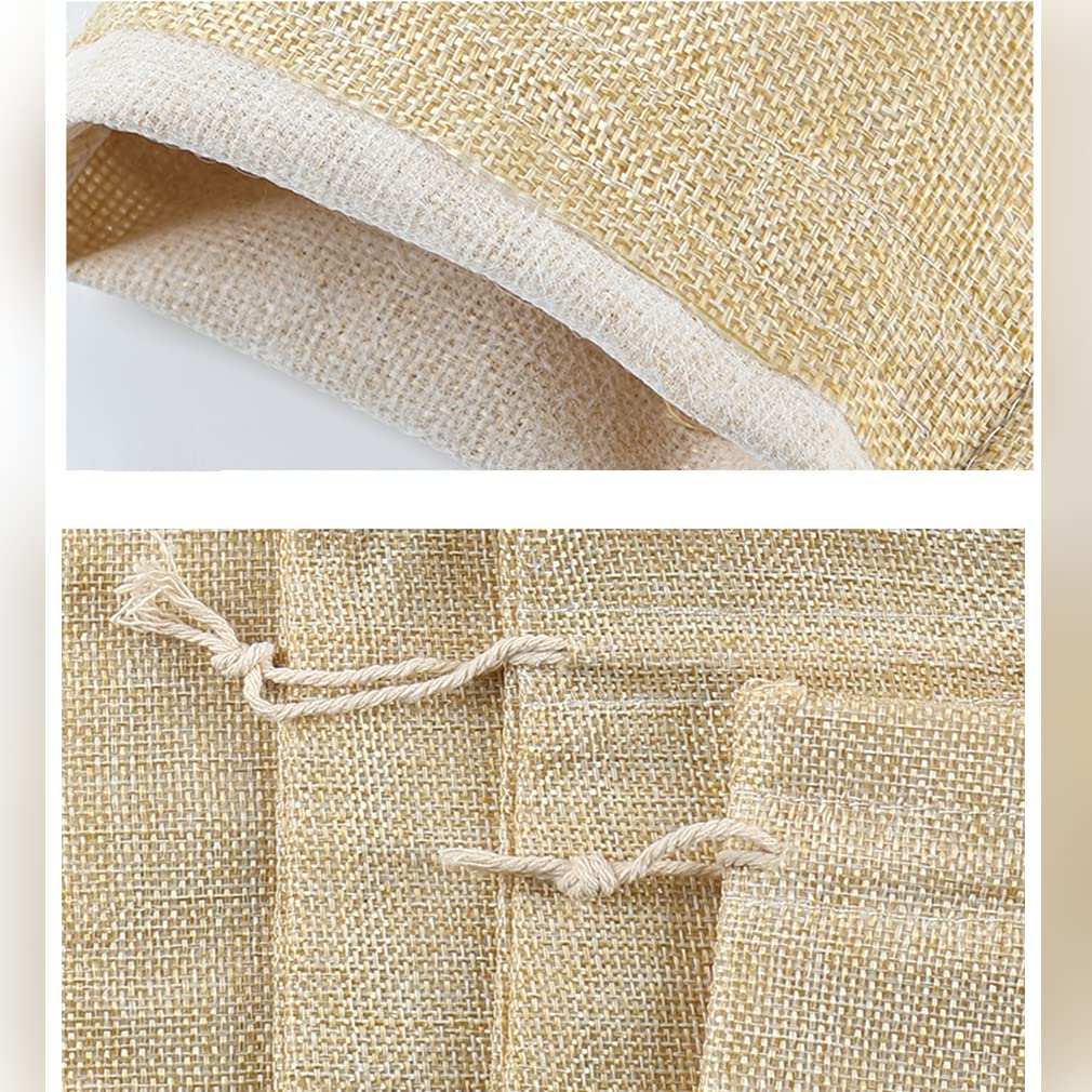 10 Stück Stoff-Beutel Jute Säckchen mit Zugband Geschenkbeutel Schmuck Candy Pouch Sackleinen Taschen Hochzeit Säckchen Schmucksäckchen Obst und Gemüsebeutel Deko-Beutel (Brown,21x34cm)