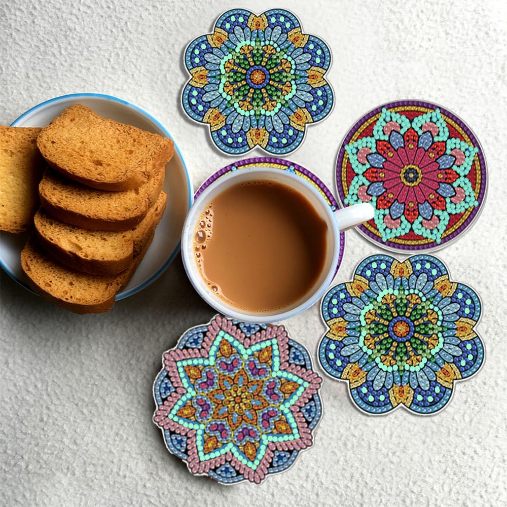 8 Posavasos Diamantes Painting - Kit DIY, Decoración Hogar, Manualidades, Antideslizantes