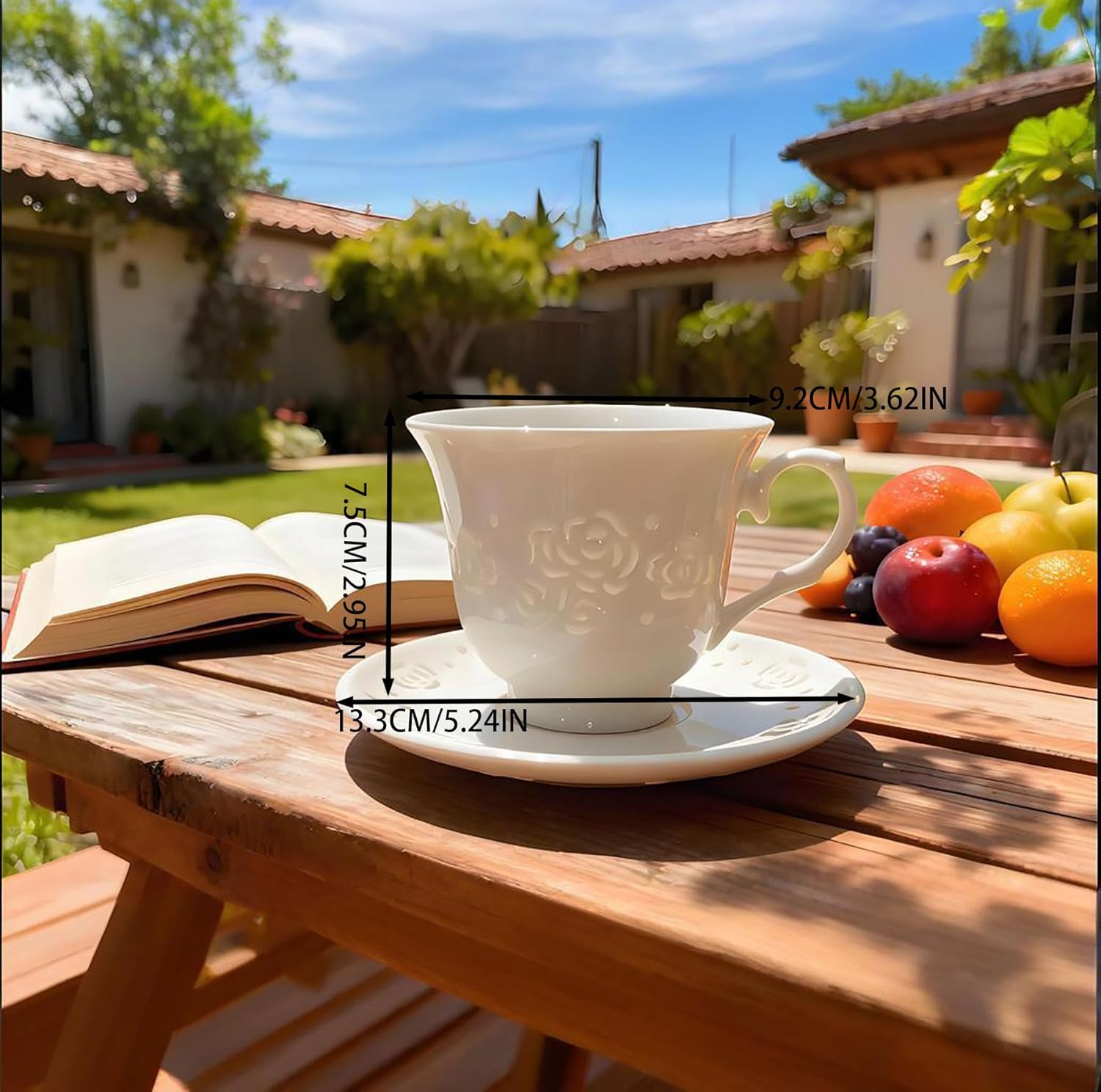 Porcelain Tea Set for Two,Rose Lace Cutout Teacups & Saucers Set with 2 Gold-Tone Rose Spoons & Premium English Black Tea. 7Pcs Elegant Gift Boxed Set for Her, Mother's Day & Bridesmaid Gift