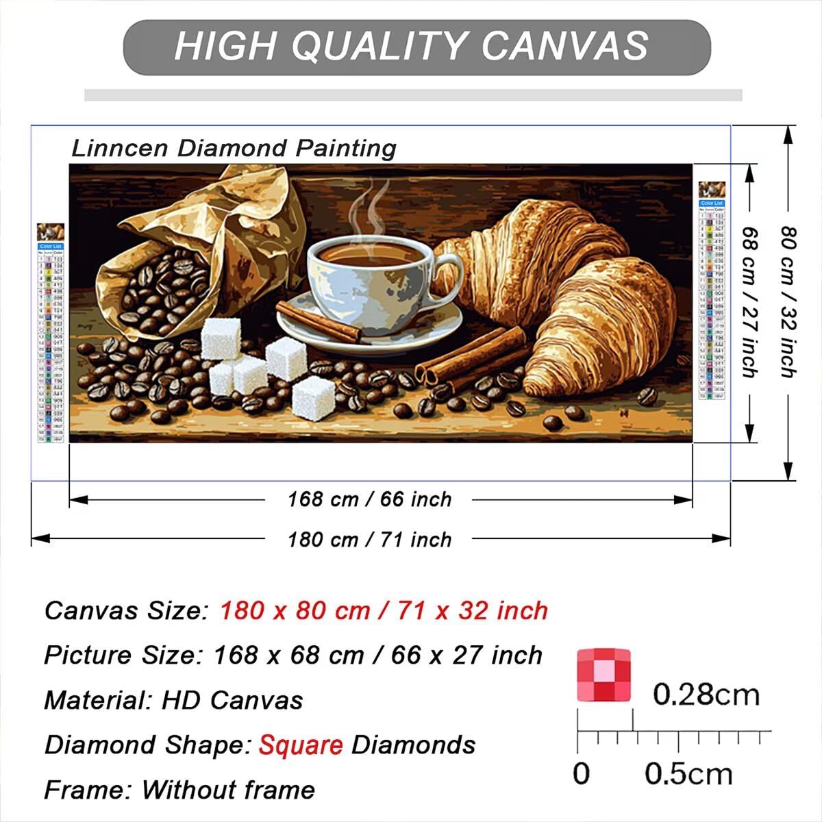 Malarstwo diamentowe do kawy, nowoczesne malowanie diamentami duży rozmiar 220 x 100 cm, DIY kryształowe diamenty sztuka diamentowa diamentowa haft rzemiosło zestaw do dekoracji jesiennych G-94