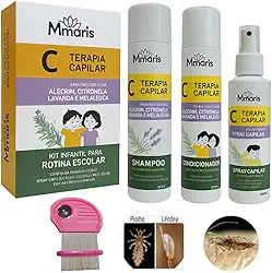 Kit Shampoo Piolhos E Lêndeas Condicionador Spray Capilar Creme De Pentear Terapia Capilar + Pente Fino De Ferro Aço Inox Cor Rosa
