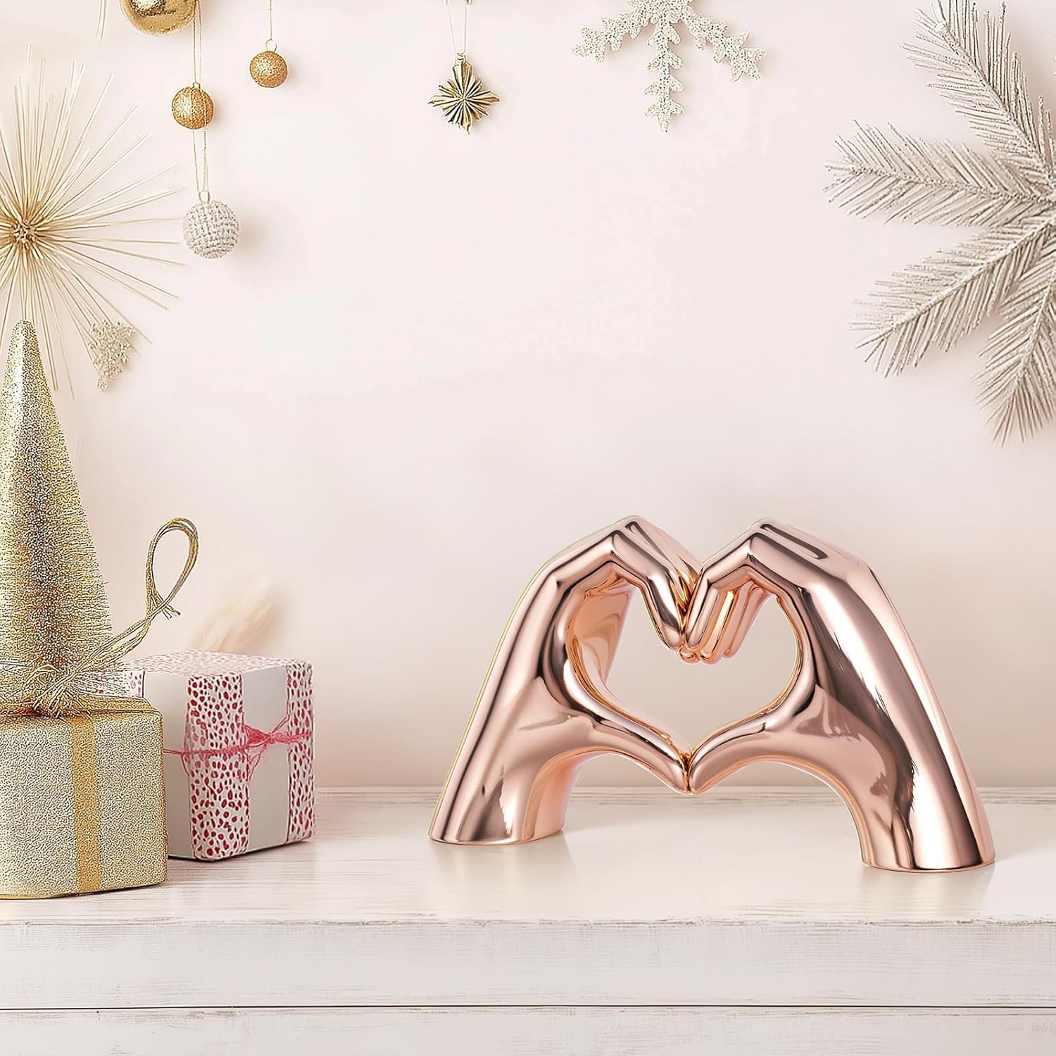 Pink Heart Hands Decor for Living Room Bedroom Bookshelf Coffe Table, Love Centerpieces Aesthetic Statue and Sculpture Boho Wedding Accents Decorations, Knick Knacks Home Decor for Shelves para - Image 8