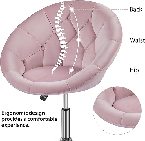 Miniatura 26 de Yaheetech Silla giratoria de tres colores Blanco,Negro -,Gris,claro,Rosado