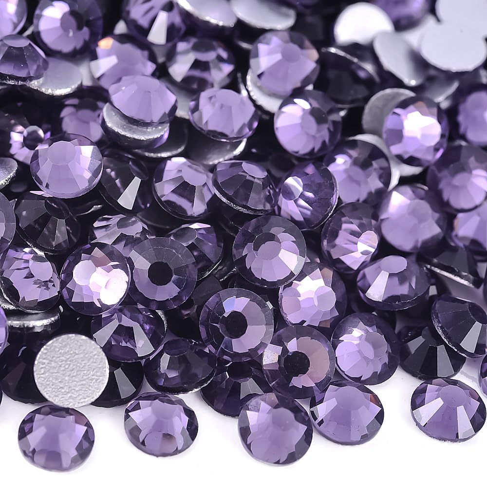 1440 Pieces SS16/3.8-4mm Flat Back Crystal Rhinestones Round Gems for Nail Art,Tanzanite