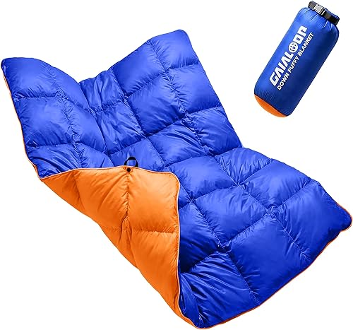Vista 9 de Manta de plumón acolchada para acampar en auto, viajar al aire libre, hacer senderismo, de plumón de pato, ligera, portátil, suave, cálida, claro