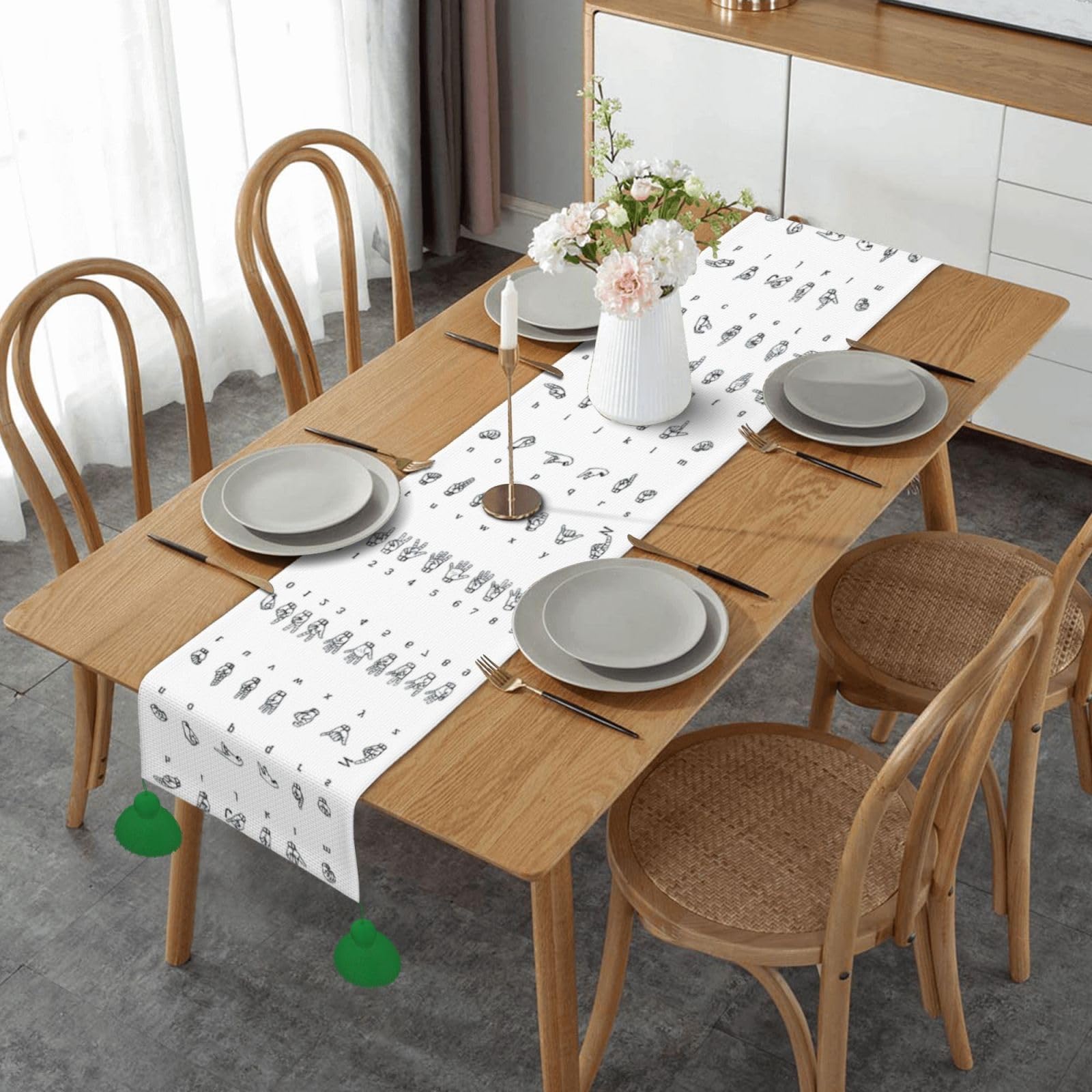 Chemin de table de Noël langue des signes 152 cm pour sublimer une table sans effort