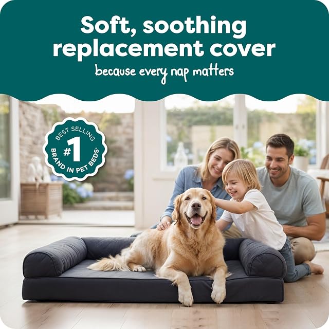 Foto 2 de 8 de FurHaven Funda de Cama para Mascotas, Estilo sofá, Acolchada, Lavable, Color Gris Hierro, tamaño Jumbo (XL)