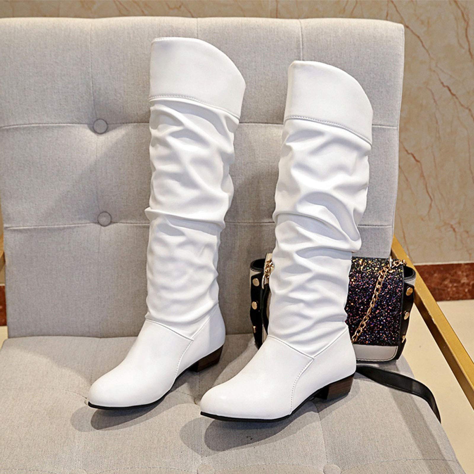 Botte Femme Bottine Moto Fantaisie Chaussure Confort Chic Cowgirl Bottines Santiag Western Bottes Equitation Vintage Boots Cuissarde Cheval Medieval Hiver Talon