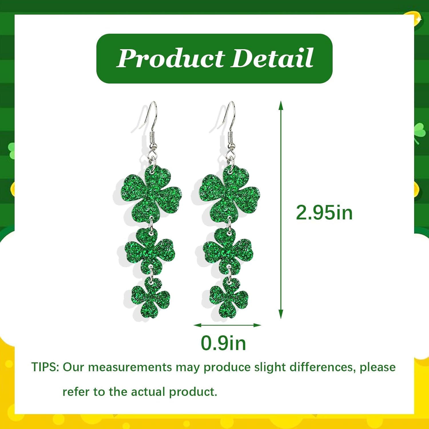 St Patricks Day Shamrock Earrings for Women Green Acrylic Irish Jewelry Lucky Accessories Cute Holiday Gift Idea - Image 7