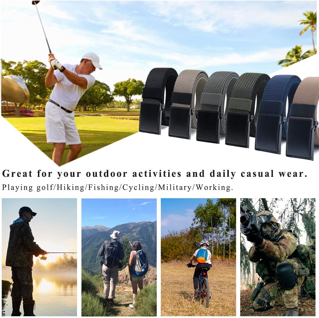 WYuZe Nylon Elastic Stretch Belt-2 Pack Men Casual Golf Belt Military Metal Buckle - Image 6