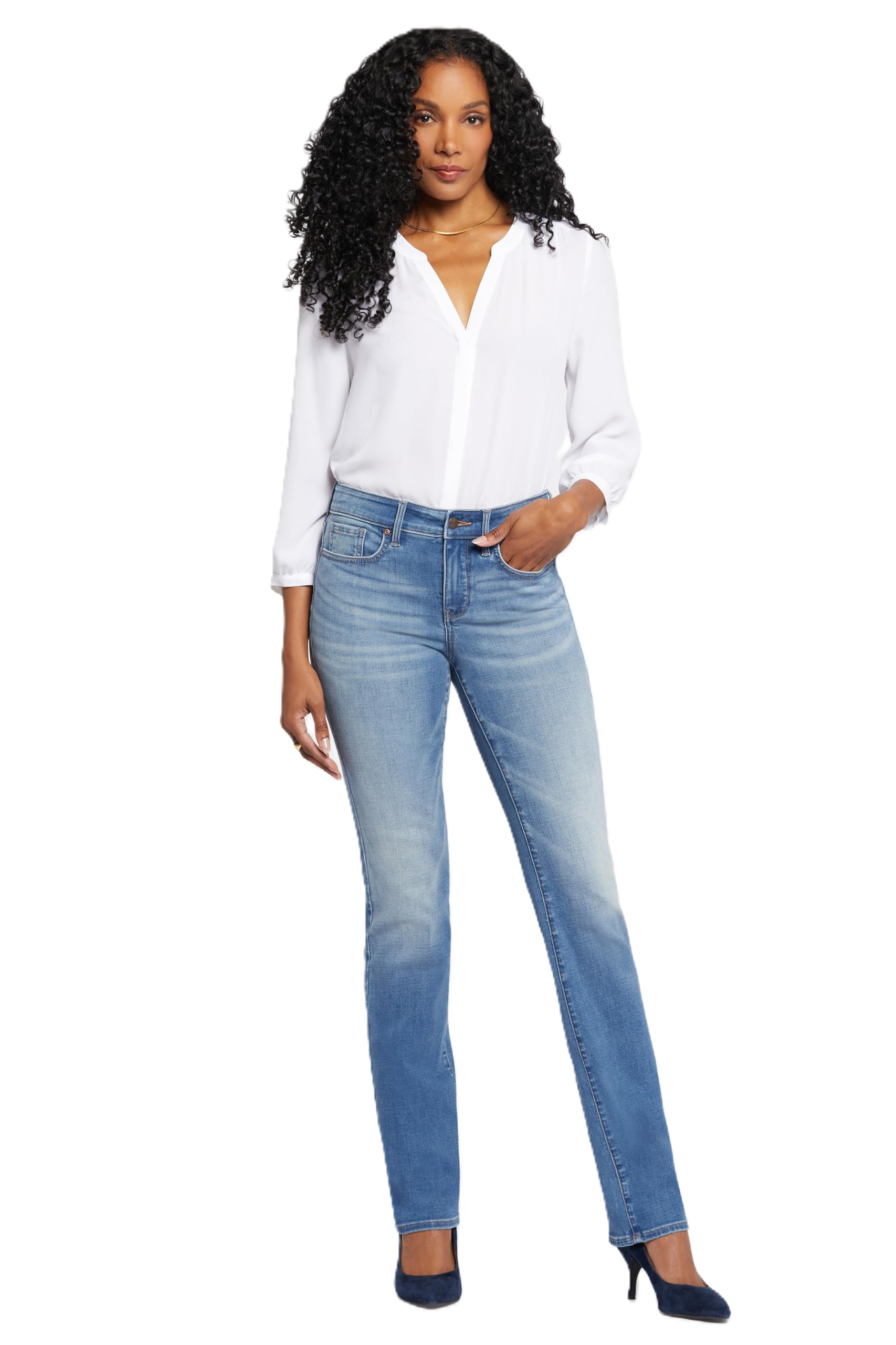 NYDJ womens Marilyn Straight Denim jeans, Black Bdm, 12 US — view 10