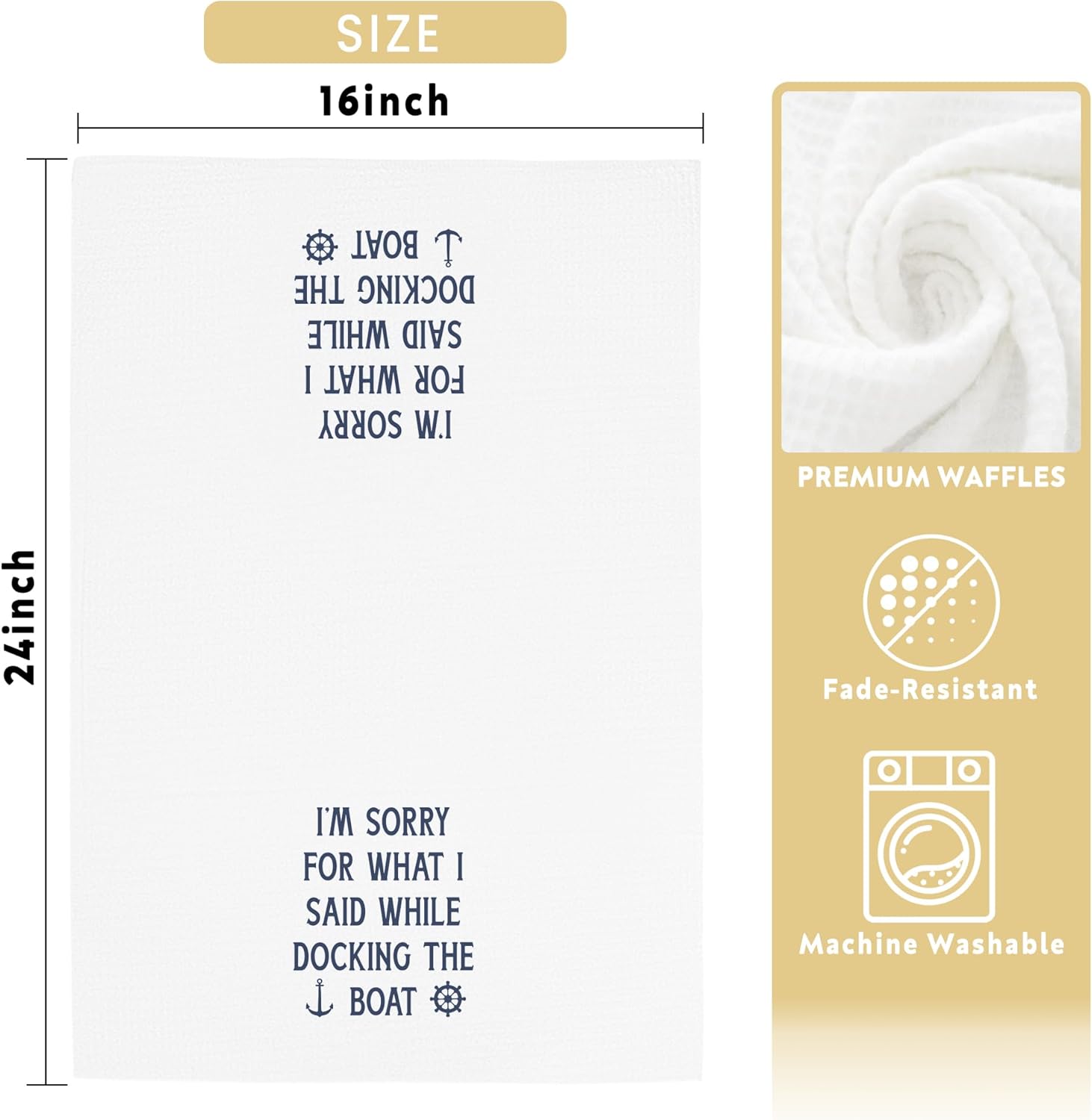 Boat Accessories Towels Gifts for Boat Owners, Boat Stuff Towels for Kitchen Bathroom Decor (16x24 inches) - Image 6