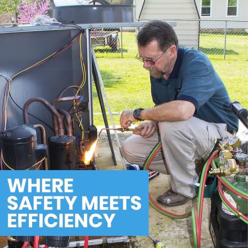 Miniatura 7 de YOTOO Manguera de acetileno de oxígeno resistente de 14 pulgadas × 50 pies con accesorios de 916 "-18 B Manguera de soldadura doble