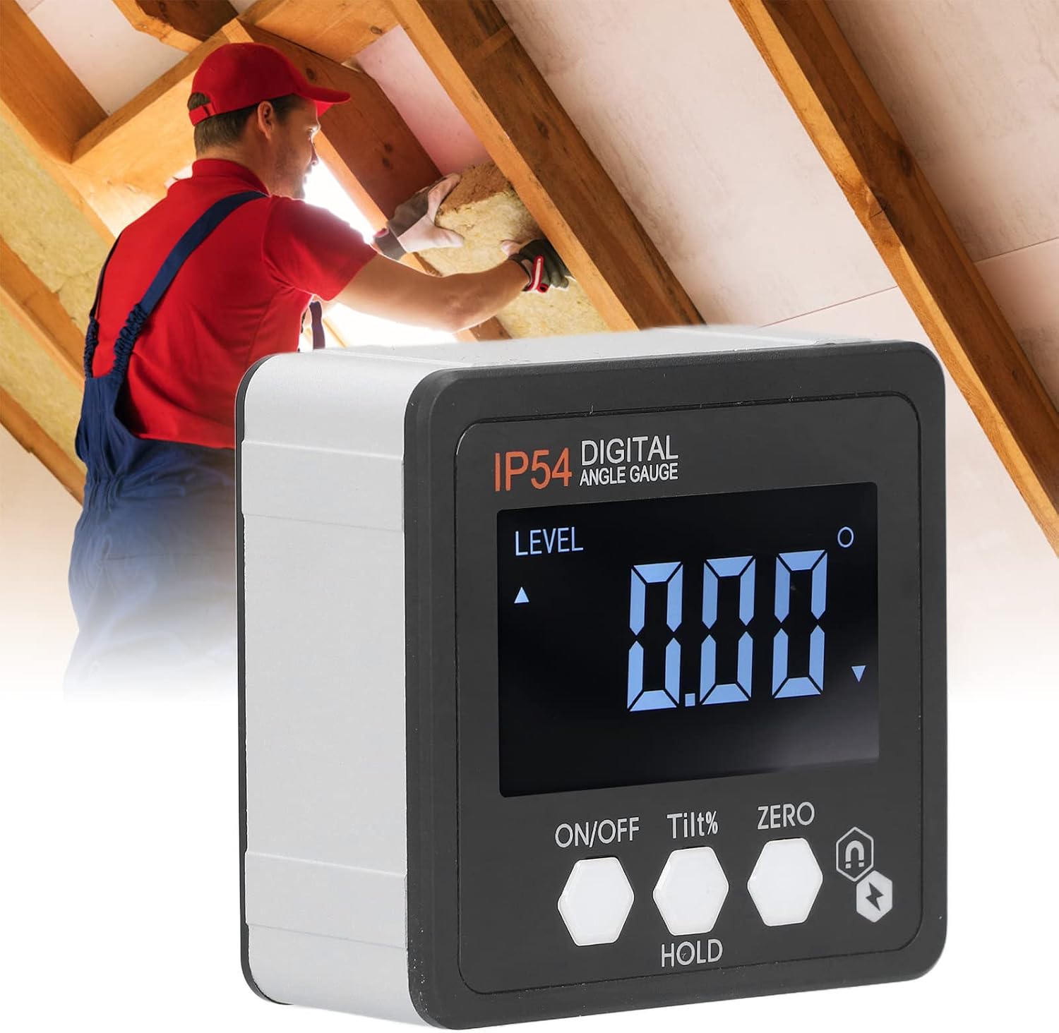 Level Angle Gauge, 4x90° Angle Measuring Tool Digital Protractor LCD with Storage Bag for Industry for Construction for Woodworking