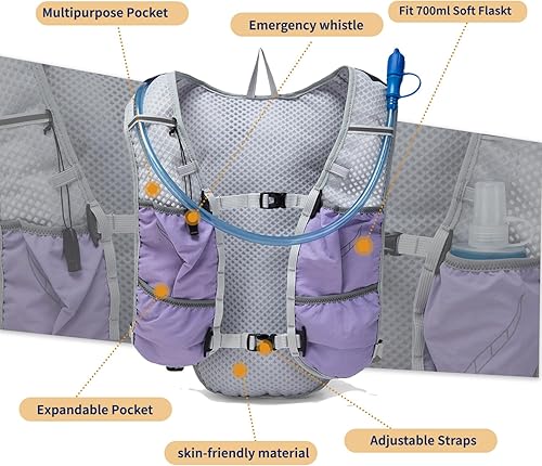 Miniatura 3 de Chaleco ligero para correr para mujeres y hombres, mochila de hidratación con bolsa de vejiga de agua de 1.5L para senderismo, senderismo, correr,