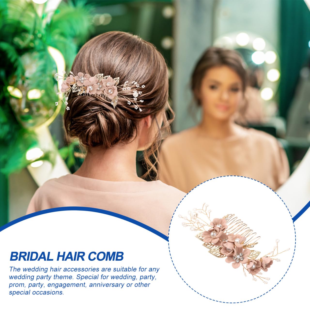 Healvian Crystal Hair Comb Wedding Headdress Rhinestone Bridal Hair Accessories for Bridesmaids Special Occasion 5.91X2.36 Inches Alloy Slide - Image 2