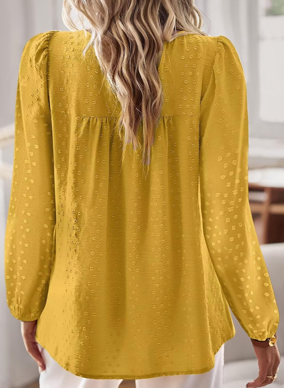 Boho Tops for Women Long Sleeve Shirts Crewneck Flowy Womens Blouses Dressy Casual Lace Hem Clothing Trendy 2026 - Image 3