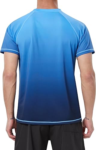 Miniatura 2 de Camisetas de natación para hombre EZRUN con protección contra rasguños, manga corta, UPF 50+, protección UV, SPF, secado rápido, para natación