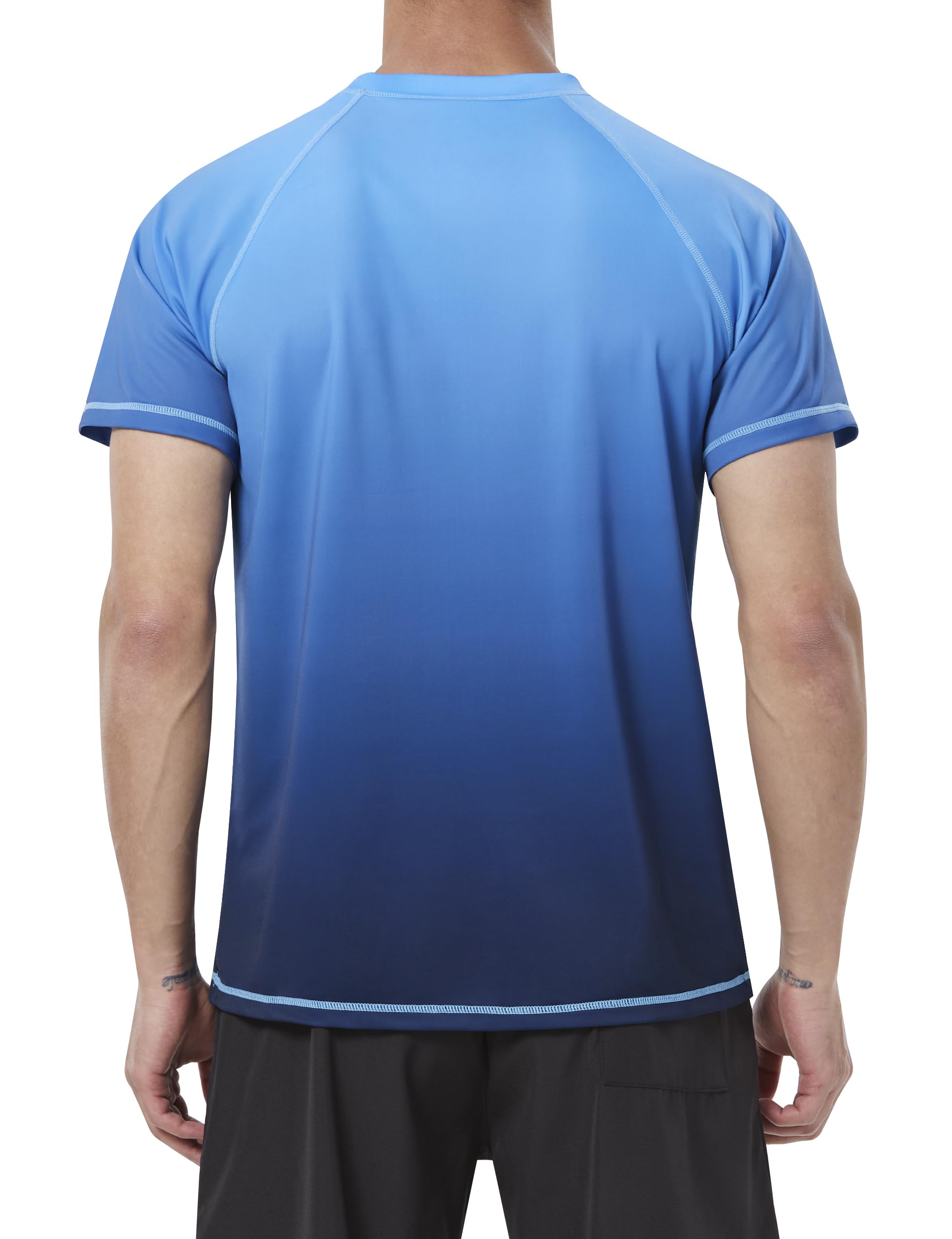 Men's Swim Shirts Rash Guard Short Sleeve UPF 50+ UV Sun Protection SPF Shirt Quick Dry Swimming Fishing Water Beach T Shirts(Ocean Gradient,XL)