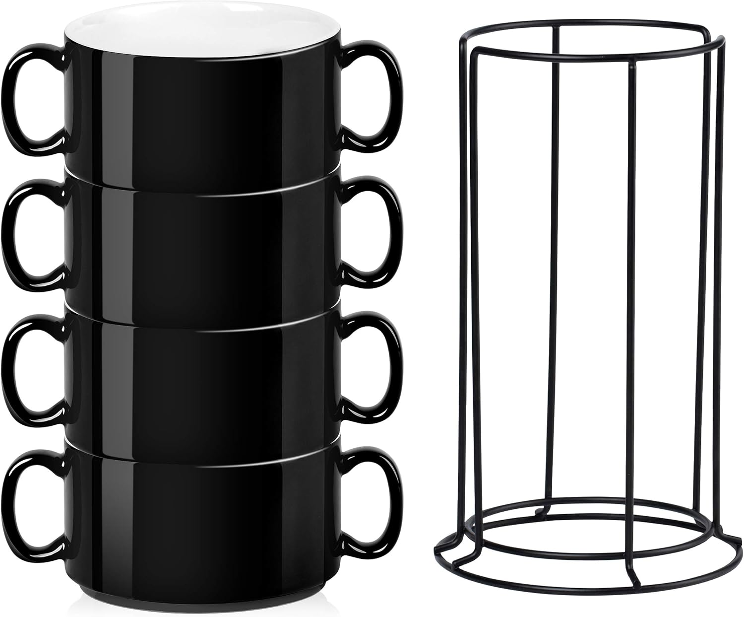 DiiKoo Soup Bowls with Handles and Holder 20 Oz,Ceramic