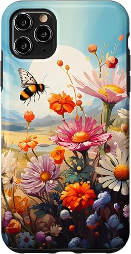 Vista 28 de Funda para iPhone 13 Pro Lively Bee en Sunny Meadow of Wildflowers