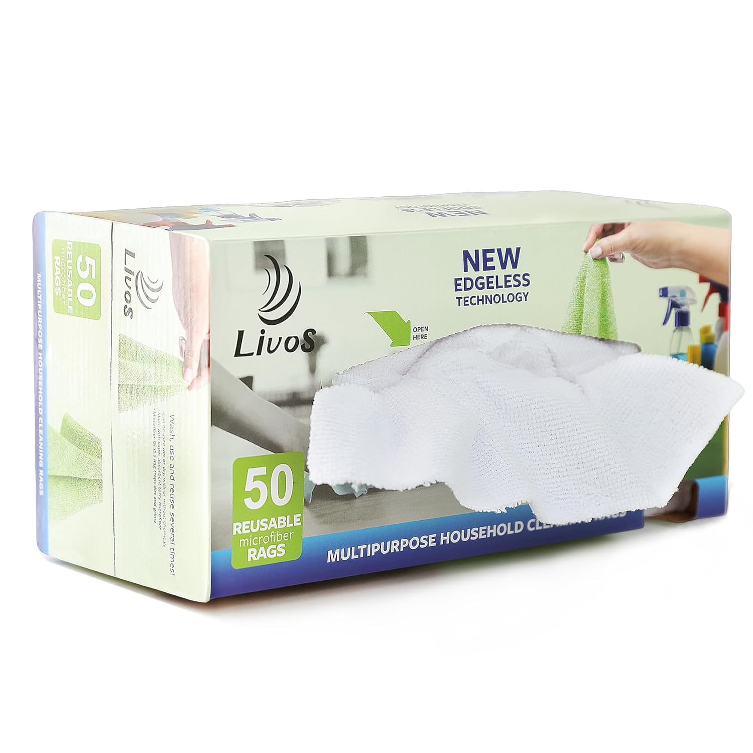 LIVOS 50 Pack Microfiber Cleaning Cloth in Box Reusable Cleaning Rags 11 5x11 5 Edgeless Microfiber Wipes Lint