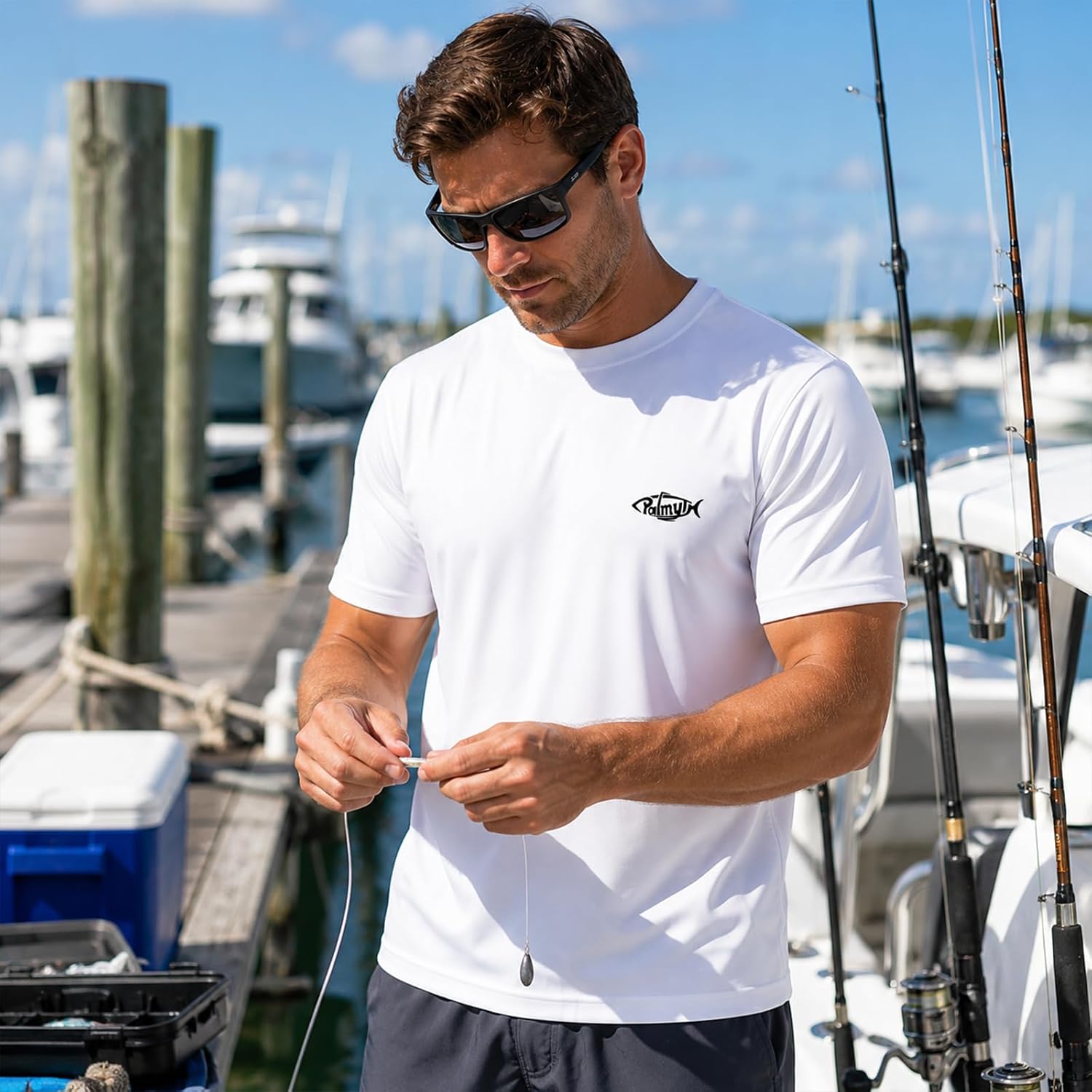 Palmyth Fishing Shirts for Men Sun Protection Shirts Short Sleeve UPF 50+ T-Shirt Tee Quick Dry
