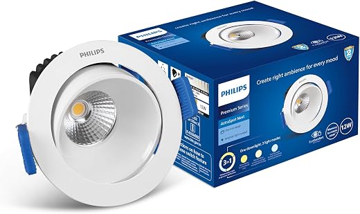 Philips Aluminium 12-watt Round LED COB Spot Light|3 Colors in 1 Astra Spot LED Spotlight for Display &amp; Decorations|Adjust...