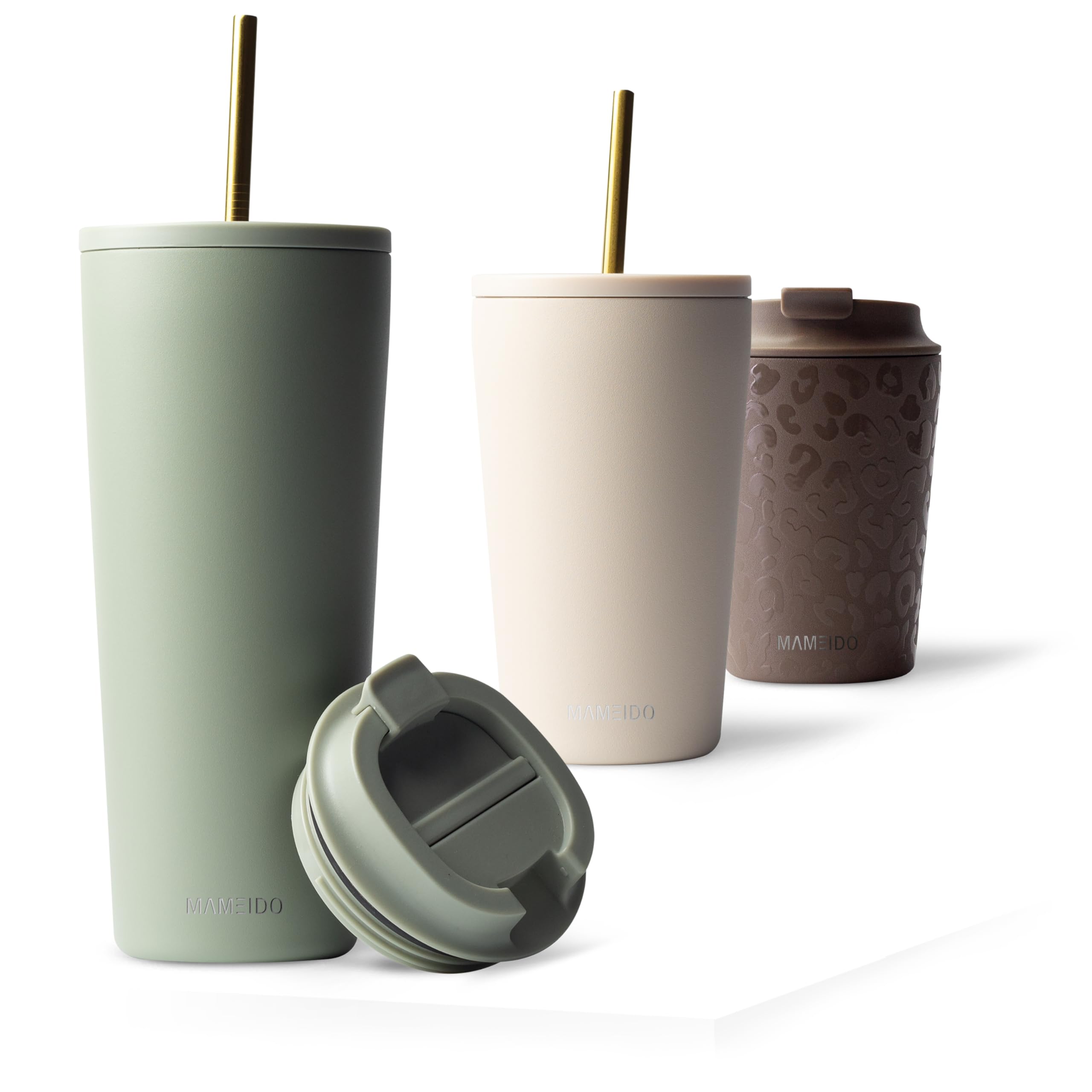 MAMEIDO Tazza da caffè termica con cannuccia 700 ml, Tazza termica, Tazze termiche acciaio inox senza BPA, Tumbler anti-perdita (Desert Sage)
