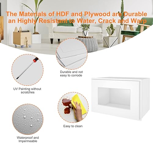 Miniatura 6 de LOVMOR Armarios de pared, botiquines con puertas de cierre suave, muebles decorativos para salas de estar, dormitorios, cocinas, lavaderos (vidrio