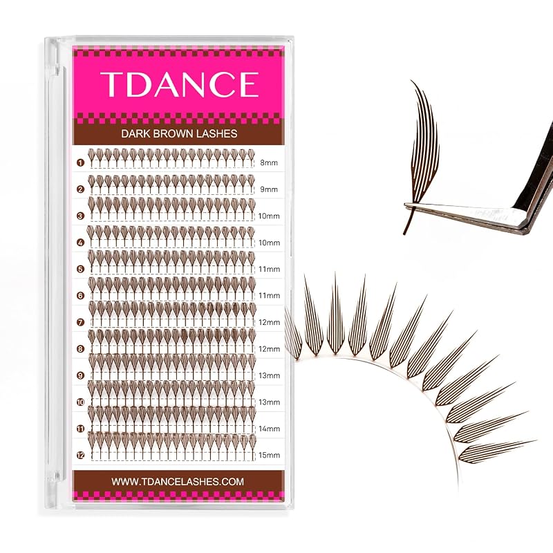 Extensões de cílios castanhos TDANCE estilo anime, fibras sintéticas, curvatura C, 0,07, 13 mm