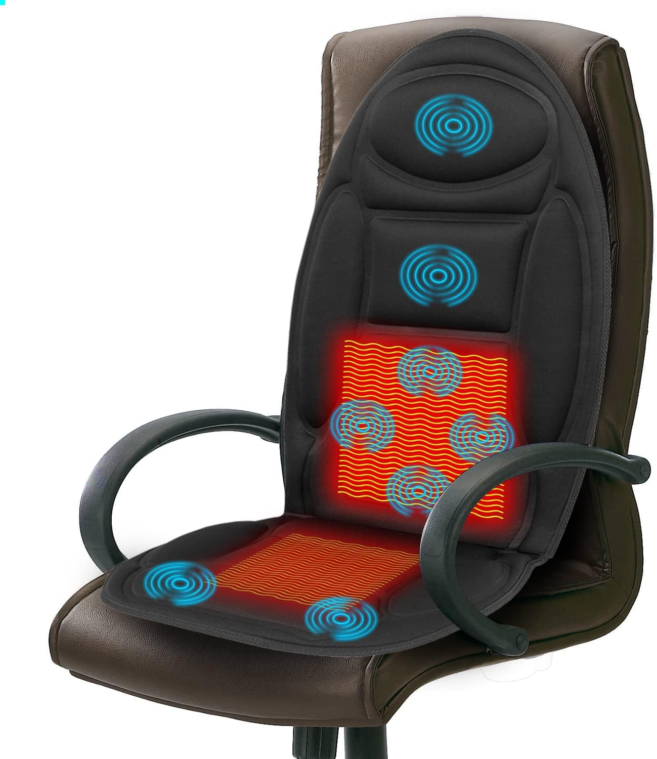 Mynt Heated Vibrating Seat Cushion Back Massager, 48 Massages Custom Setting