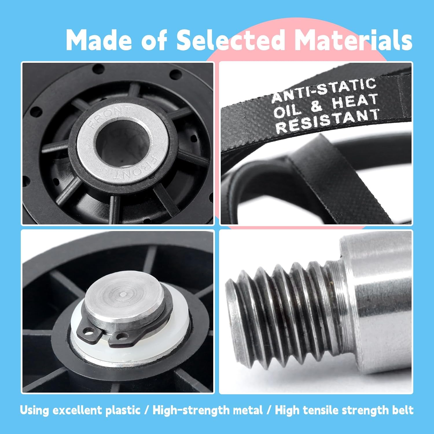 Dryer Rebuild Kit Include RB170002 Dryer Roller Set & D516792 ldler Pulley & D511255P Belt & RB170003 Drum Glide Kit Compatible with Speed Queen 1992 and Newer Models Repair Kit