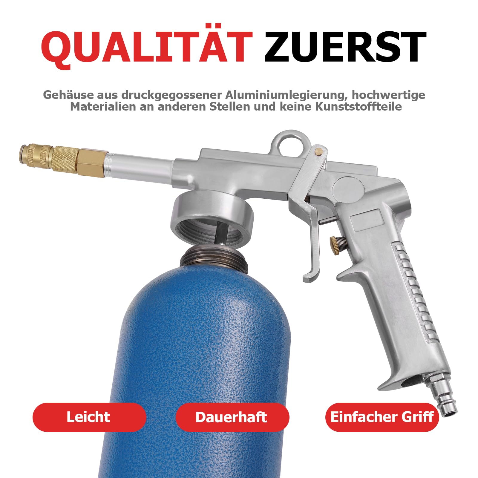 Pistolet do kubków ciśnieniowych ze zbiornikiem 1100 ml, wykonany z wytrzymałej stali, 4-6 bar, wlot powietrza 1/4", pistolet do uszczelniania pustych przestrzeni, pistolet antykorozyjny, pistolet