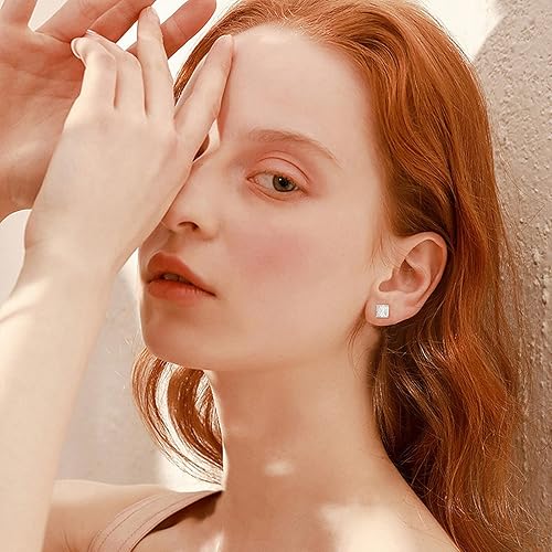 Miniatura 4 de SMILEST Princess Cut Moissanite Screw Back Earrings, 0.6-4ct D Color VVS1 Clarity Lab Created Earring 925 Sterling Silver Moissanite Earrings Studs