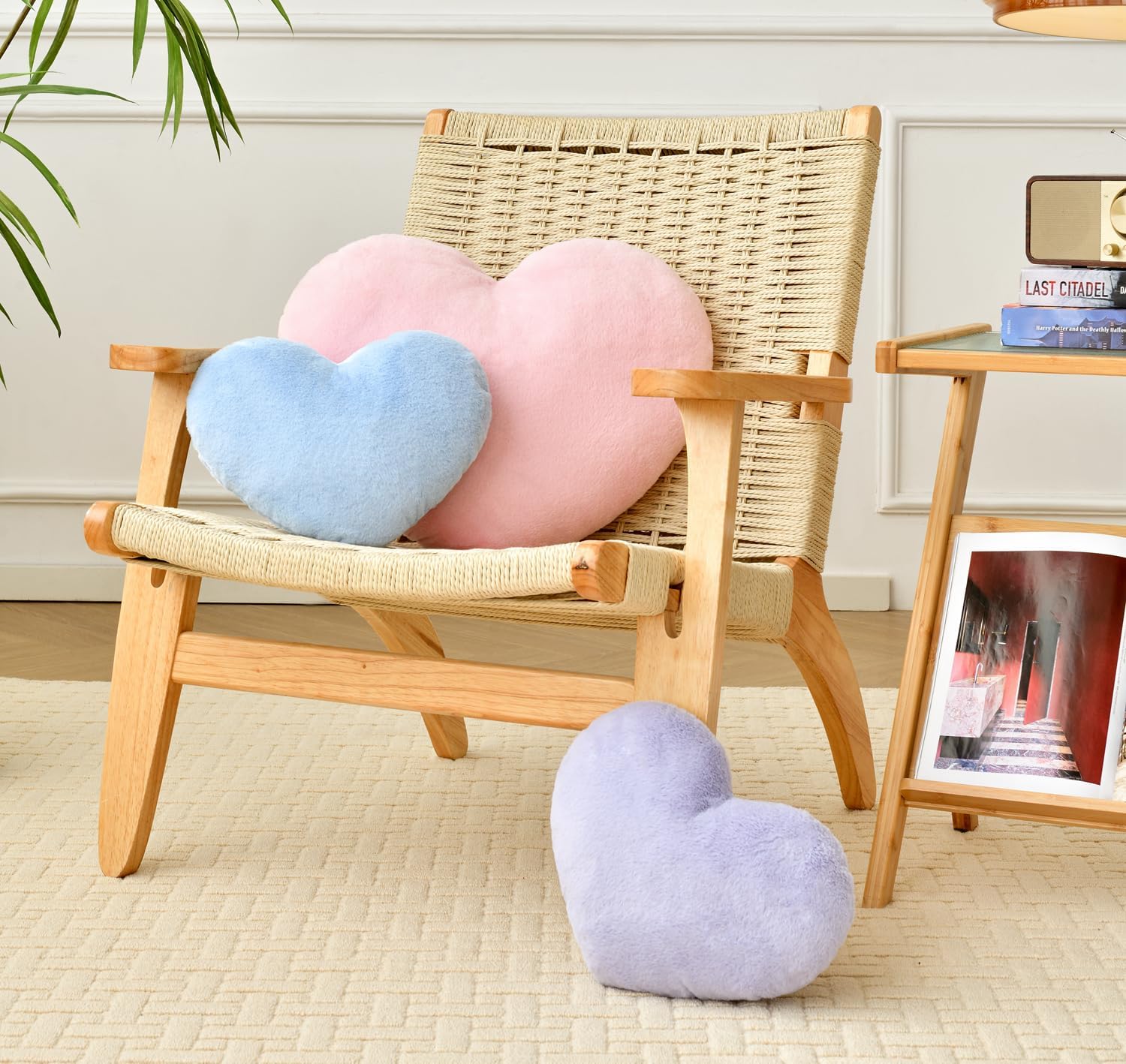 Petrella Heart Pillow Cute Fuzzy Pillows Throw Pillows for Bed Livingroom Home Decor Cushion Decorative Aesthetic Preppy Pillows Blue,Large 19"x15"