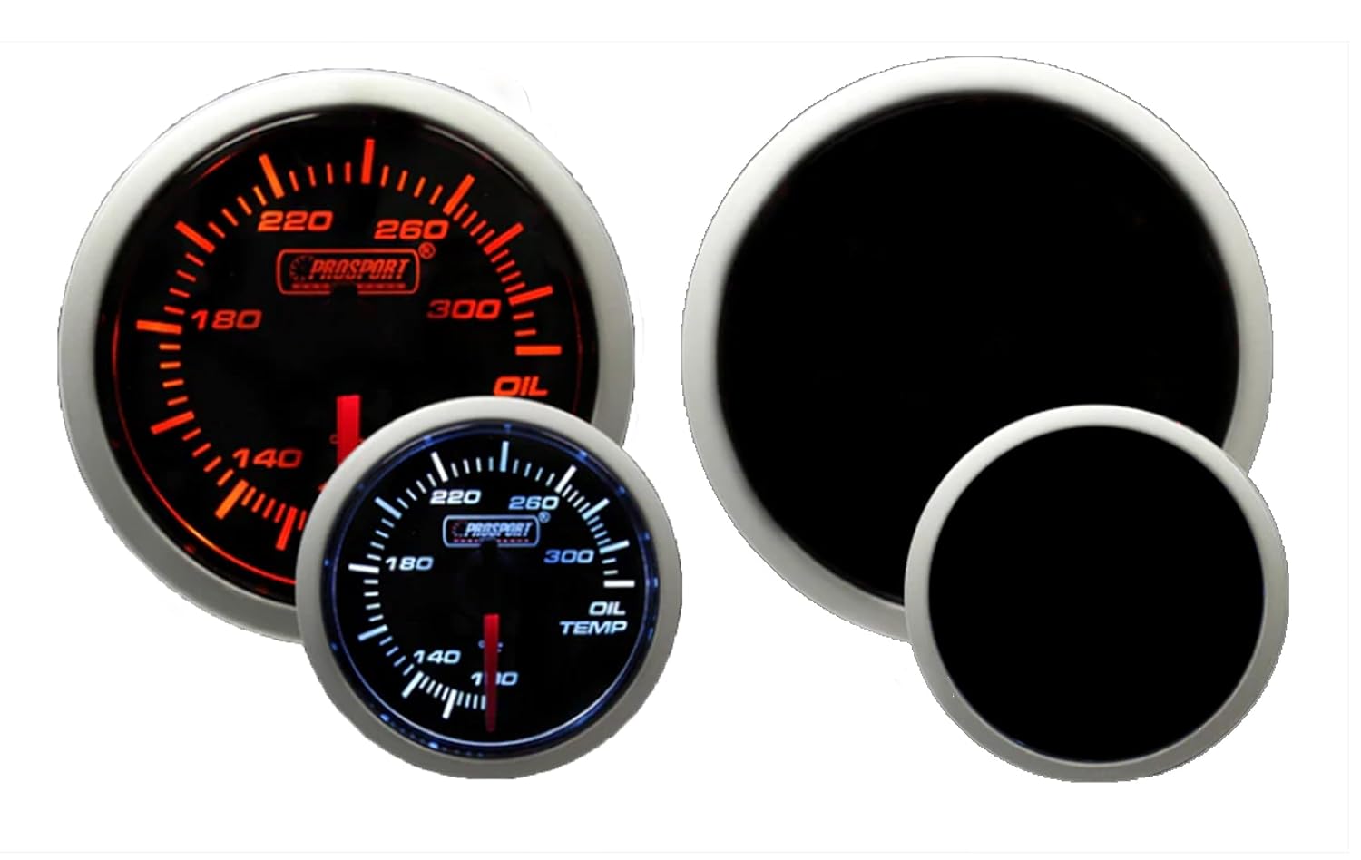 Prosport Oil Temperature Gauge 60mm (2 3/8”) Electric Oil Temp Meter with Sender | Amber White Dual Color LED 270° Sweep | Tinted Lens Performance Automotive Engine Monitoring Gauge Kit