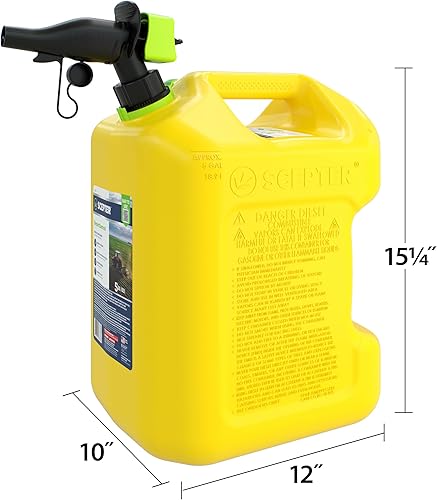 Miniatura 2 de Scepter FSCD552 - Recipiente de combustible con boquilla SmartControl a prueba de derrames, bidón amarillo para diésel, 5 galones